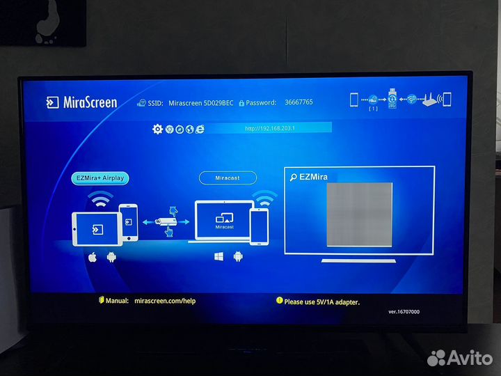 Wi-Fi приемник hdmi Mirascreen AIRplay 2.4G