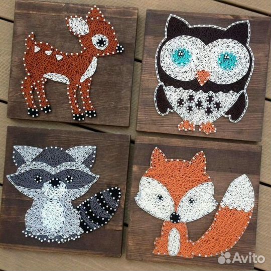 Картина из гвоздей и ниток