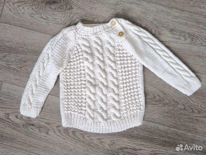 Белый вязаный свитер 80 86