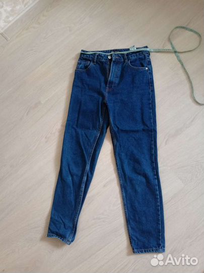 Синие джинсы zara mom 34