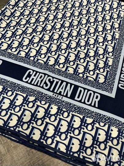 Шелковый платок Christian Dior Lux синий logo