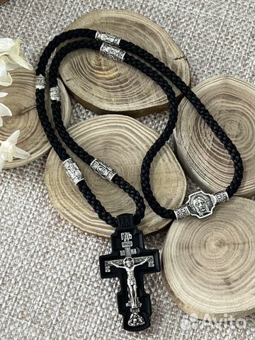 Комплект крест мужской на гайтане с вставками объявление продам