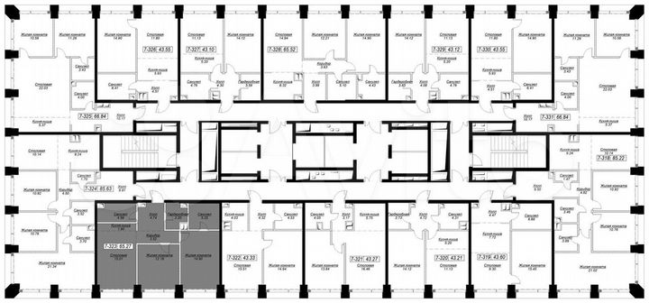 2-к. квартира, 65,5 м², 24/55 эт.