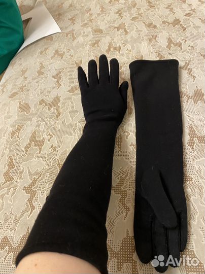Перчатки трикотажные длинные на утеплителе