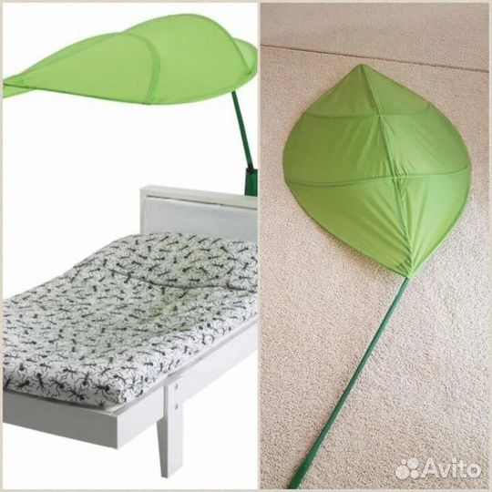 IKEA лист зеленый над кроватью