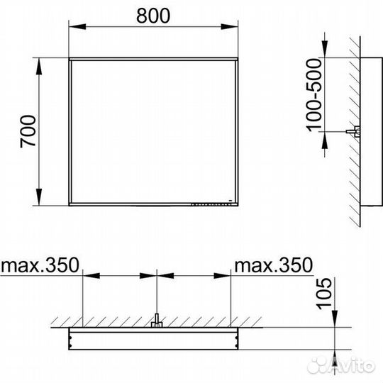 Зеркало Keuco Plan 33097302500, 800 мм