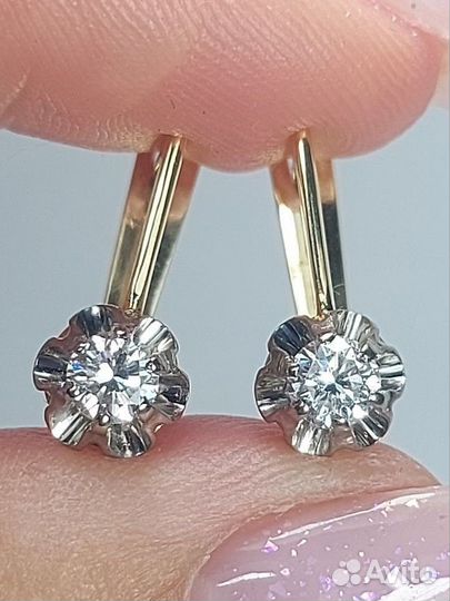 Серьги 750 СССР 0.43ct