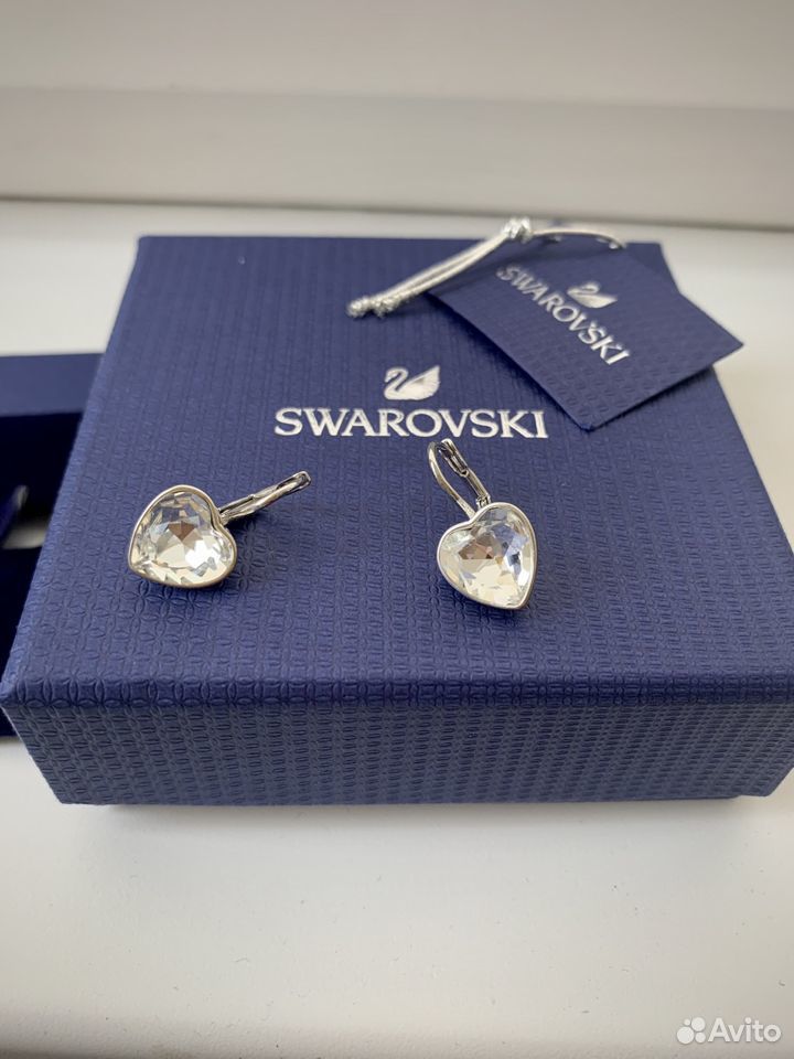 Swarovski серьги сердечки