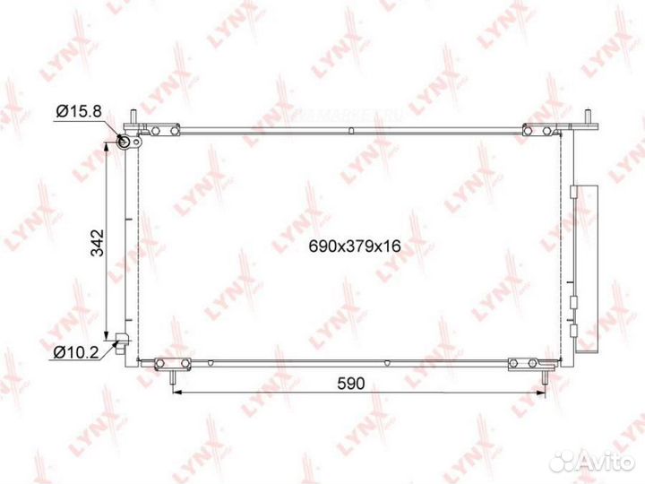 Lynxauto RC-0042 Радиатор кондиционера с осушителем