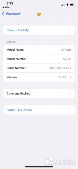 Airpods 2 поколение (правый наушник и кейс)