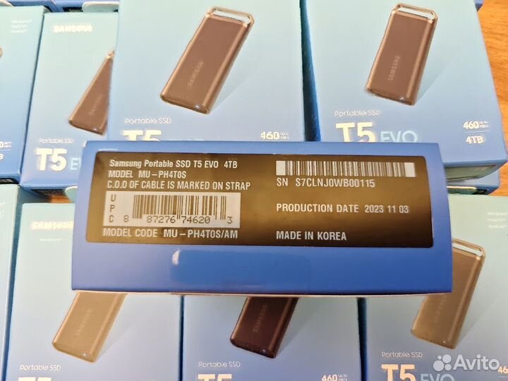 4TB Samsung T5 Evo USB-SSD (460Mb/s, Корея)