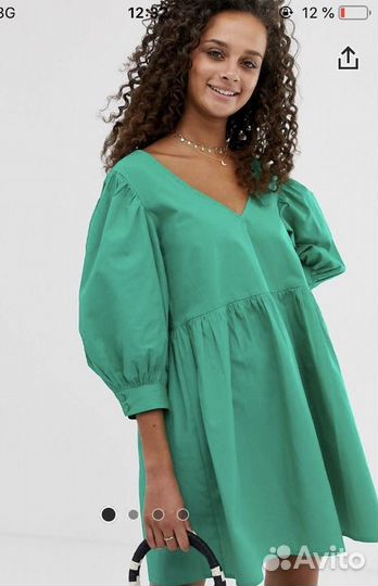 Платье женское ASOS бэби долл зеленое летнее