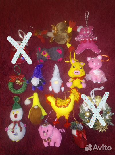 Игрушки на ёлку вязаные разные