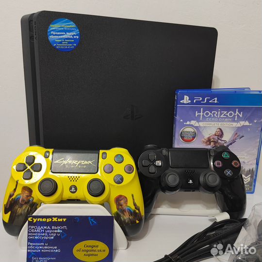 PS4 Slim 1 TB. 2 геймпада+диск. Магазин Гарантия