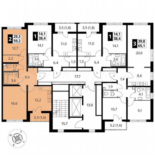 2-к. квартира, 59,2 м², 17/24 эт.