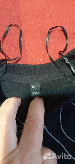 Свитшот чёрный, рукав длинный, XS, оверсайз