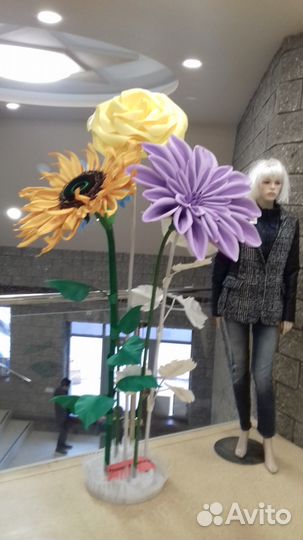 Большие цветы из эва роза,подсолнух,василек,георги