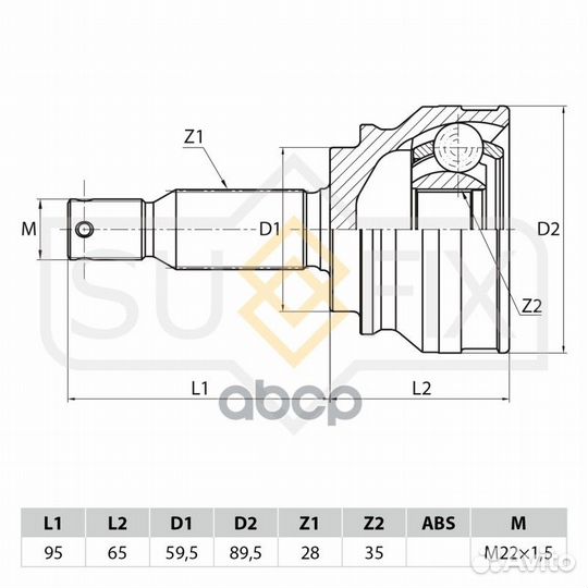 ШРУС наружный перед прав/лев ST1044 sufix