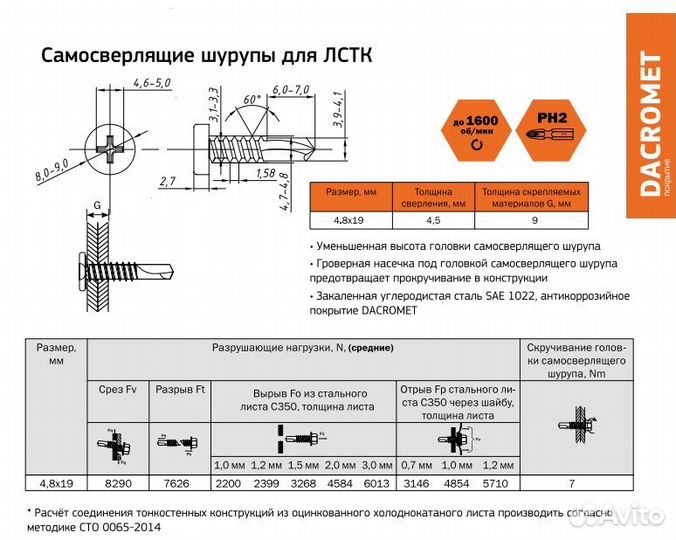 Саморез для металла металл - лстк 4,8x19 (SS113)