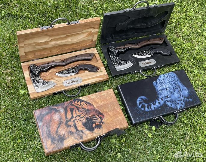 Топор + нож В деревянном кейсе