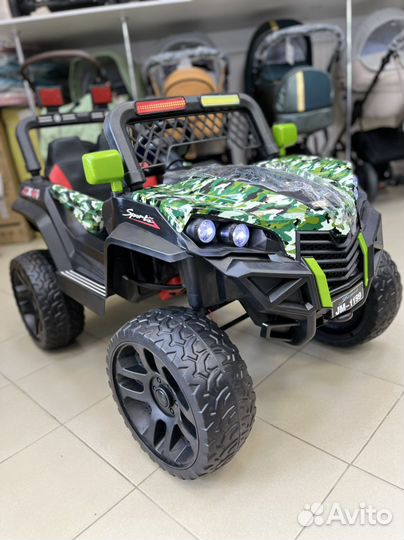 Электромобиль зелёный 4 wd