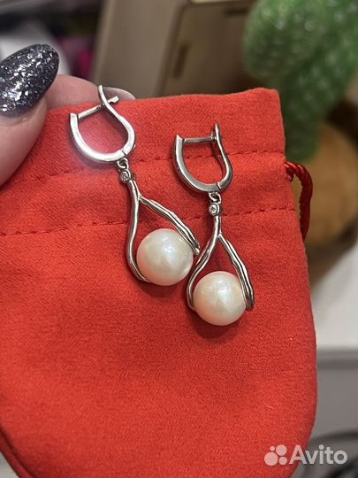 Серьги серебряные с жемчугом