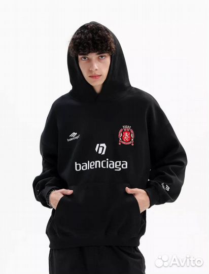 Худи balenciaga paris soccer черная