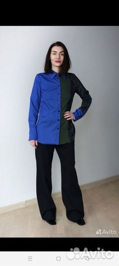 Рубашка колор блок теплая