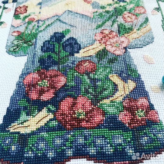 Картина вышитая крестом Кимоно