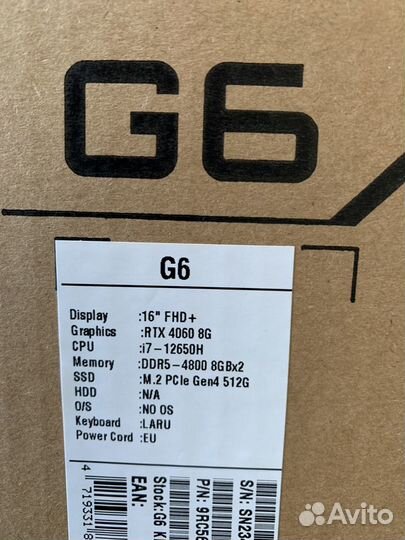 Ноутбук Gigabyte G6 kf-i7 12650H, RTX 4060