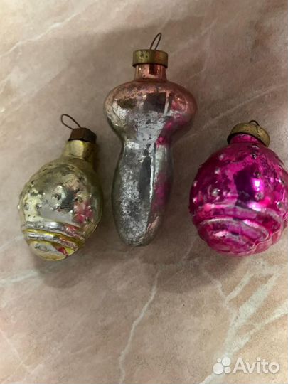 Елочные игрушки СССР- грибок,бочонок, избушка