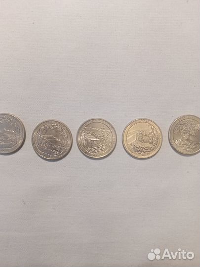 25 центов США; штаты, нац. Парки