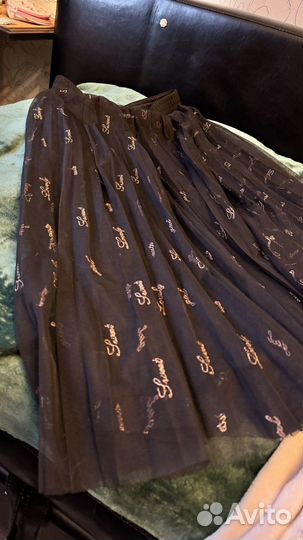 Юбка плиссе длинная чёрная