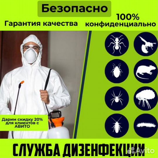 Уничтожение клопов, тараканов, кротов. Дезинфекция