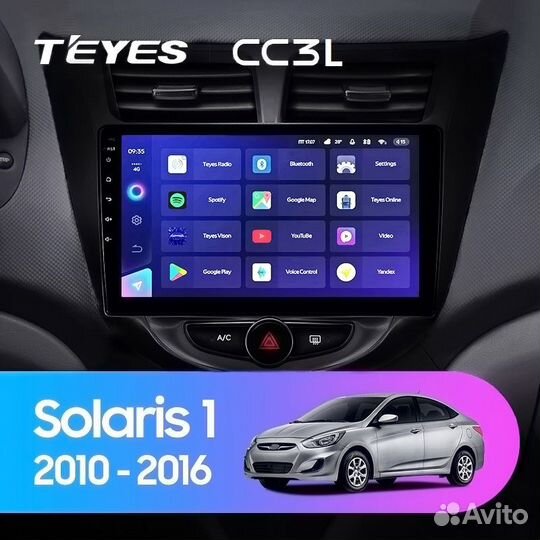 Магнитола Hyundai Solaris 1 глянц Teyes CC3L 4/32