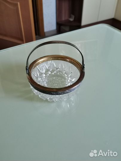 Хрустальная конфетница СССР с серебром 875