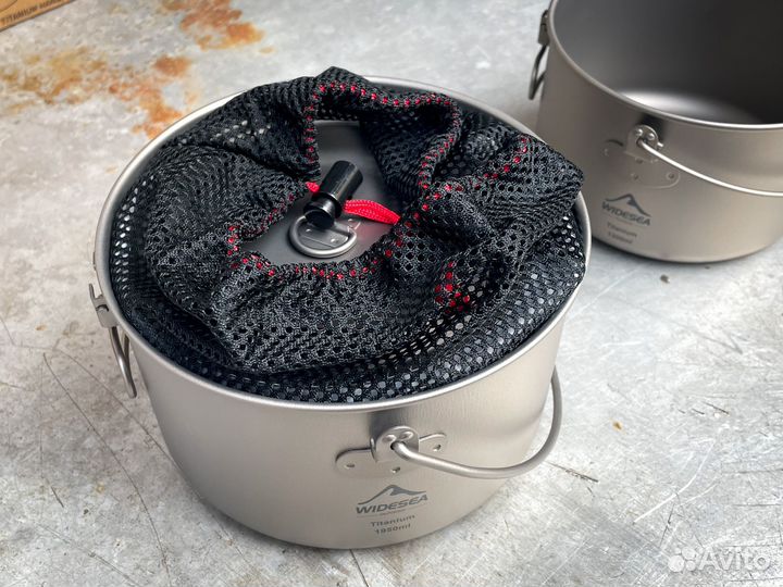 Титановый котелок 1300 мл 1,3 л Widesea
