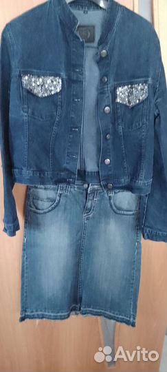 Джинсовая куртка женская юбка джинсовая