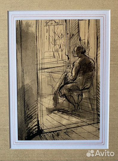 Милашевский В.А.(1893-1976) За рукоделием 20е серт