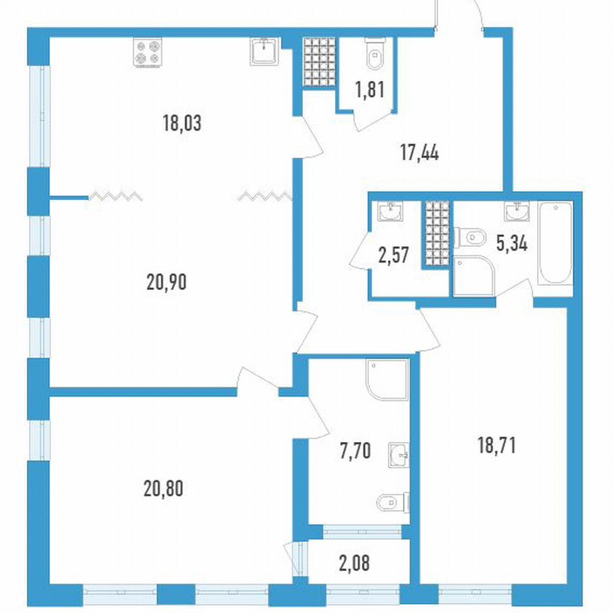 3-к. квартира, 113 м², 15/23 эт.