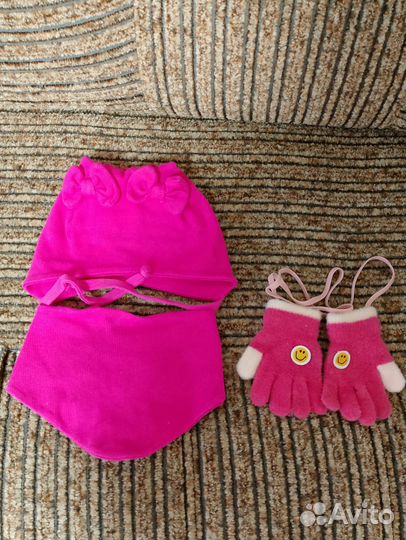 Шапка демисезонная для девочки 9-18 мес