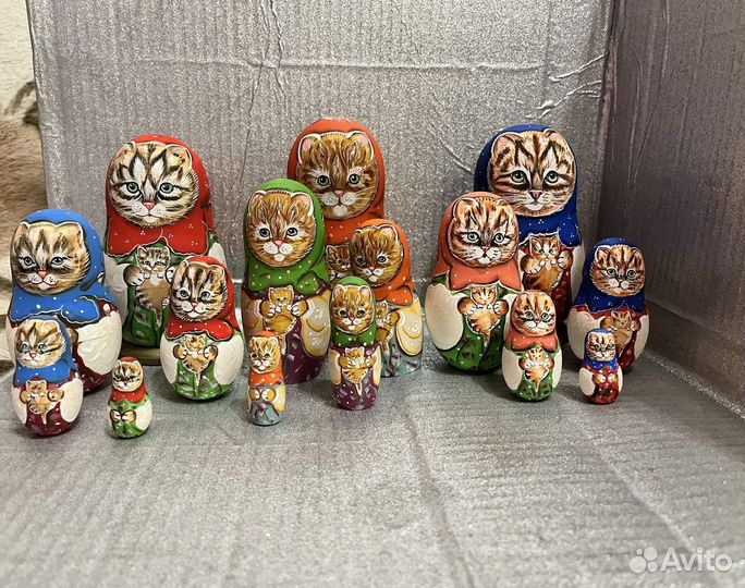 Матрёшка Кошка с котёнком 5 в 1