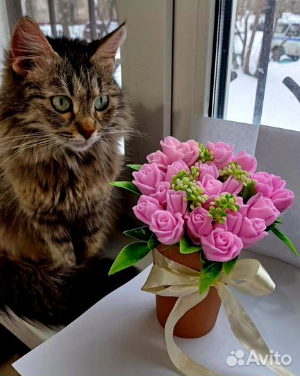 Букет роз из мыла