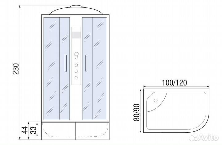 Душевая кабина river dunay XL 120/80/44 TH R 120х8