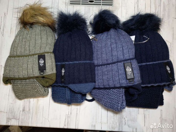 Шапка +снуд для мальчиков зима