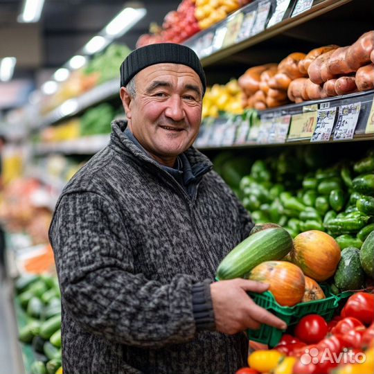 Работник отдела с сырами