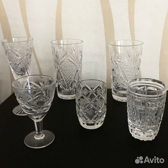 Хрустальные стопки, рюмки, стаканы времен СССР