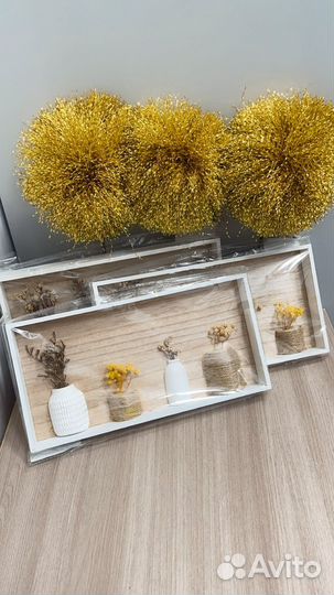 Настенная интерьерная композиция из сухоцветов