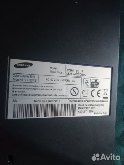 Монитор Samsung SyncMaster 205BW