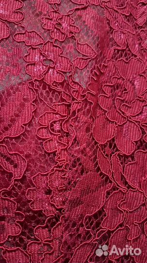 Бордовое атласное вечернее платье 46 размер